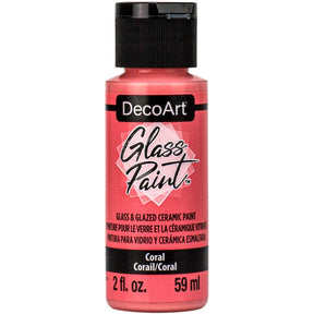 White DecoArt Glass Paint in a 2 oz bottle, designed for vibrant decorative glass painting projects.