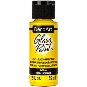 White DecoArt Glass Paint in 2 oz bottle, ideal for decorating and adding color to glass surfaces.
