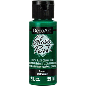 White DecoArt Glass Paint in 2 oz bottle, suitable for decorating and adding color to glass surfaces.