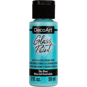 White DecoArt Glass Paint in a 2 oz bottle, suitable for decorating and embellishing glass surfaces and crafts.