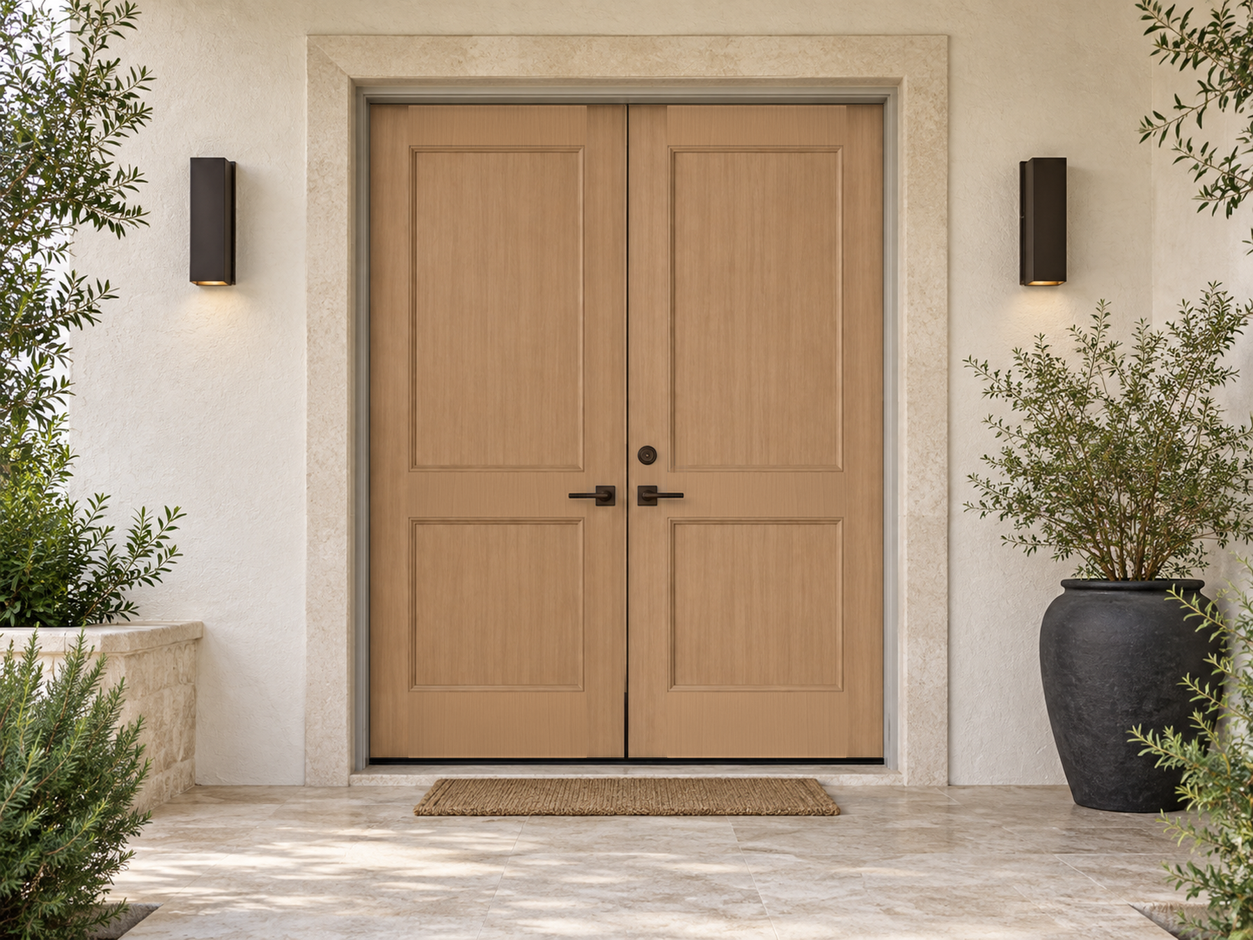 Double pickled oak wood grain front door kit with natural stain finish from Retique It, showcasing the textured wood surface.
