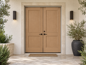Double pickled oak wood grain front door kit with natural stain finish from Retique It, showcasing the textured wood surface.