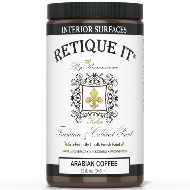 Retique It Arabian Coffee furniture and cabinet paint swatch showing warm, rich brown color for home furniture projects.