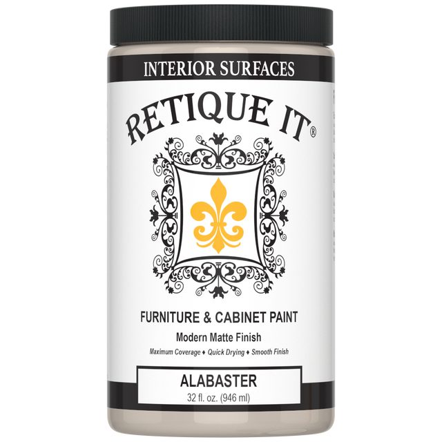 Retique It Alabaster furniture and cabinet paint swatch showing smooth, creamy finish for wood surfaces.