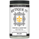 Retique It® Furniture and Cabinet Paint in Willow, a close-up of the quart-sized container showing the paint color and branding.