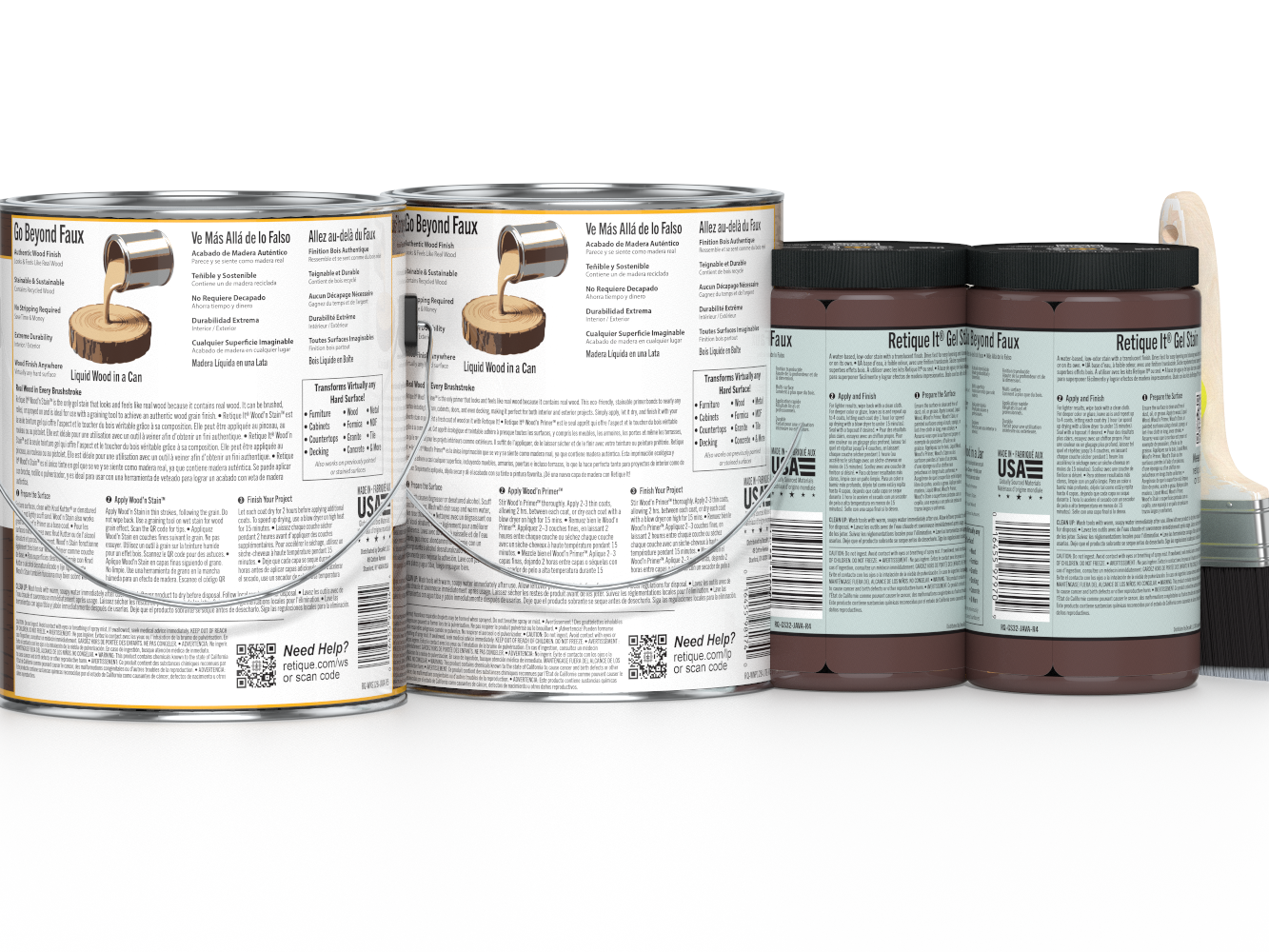 Retique It® Wood'n Finish Kit in Java, a multi-purpose wood finishing set with four large bottles, ideal for wood projects.