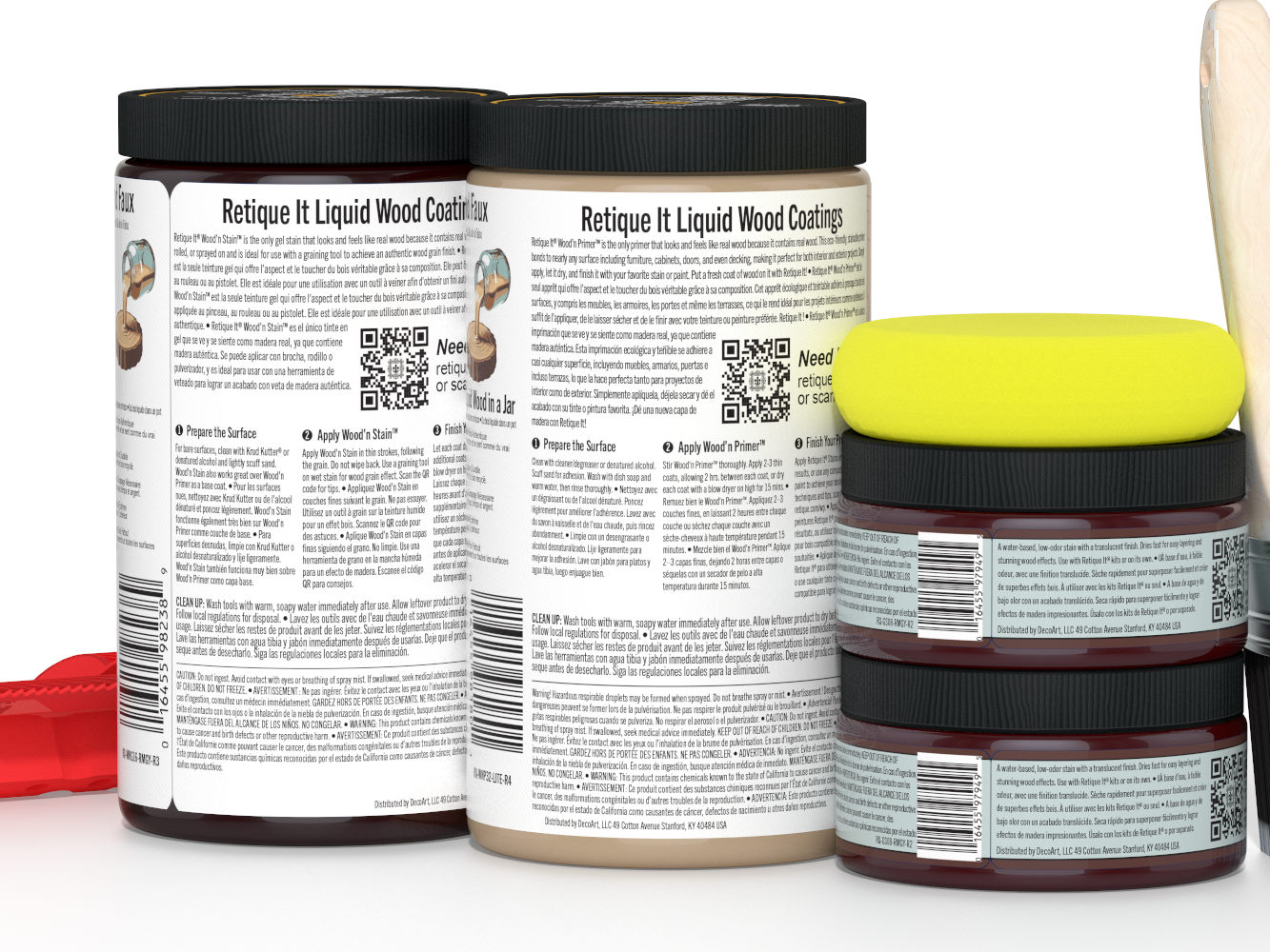 Large Red Mahogany Wood'n Finish Kit by Retique It®, multi-purpose Wood'n Kit with various tools and finishes for wood projects.