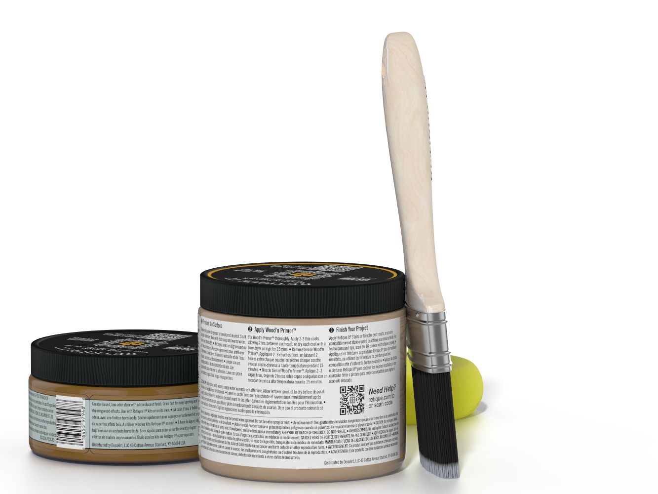 Retique It® Multi-purpose Smooth Finish Kit (Med) in Pecan for wood finishing, featuring a complete set of tools and products.