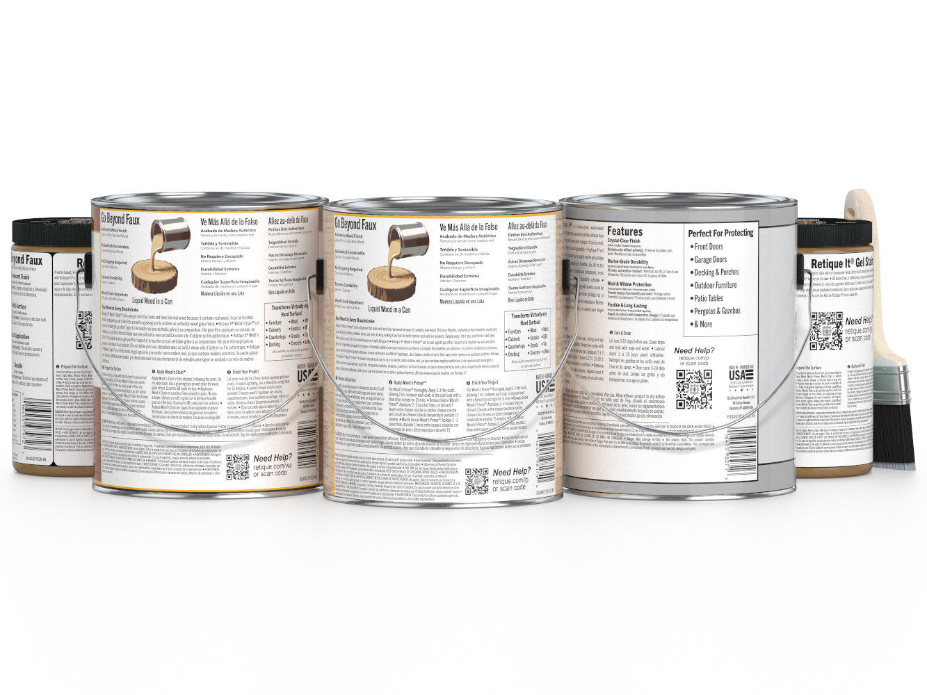 Retique It® Wood'n Kit Cedar exterior top coat with four large containers, designed for multi-purpose outdoor wood finishing.