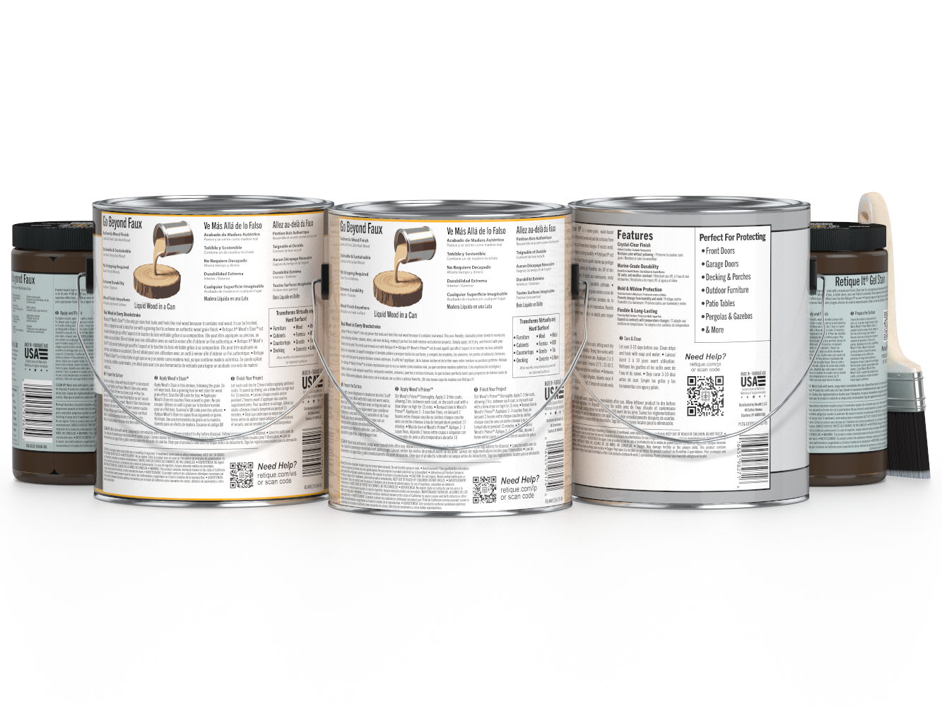 Retique It® Wood'n Kit in Charcoal for exterior wood finishing, featuring four large containers of multi-purpose exterior top coat.