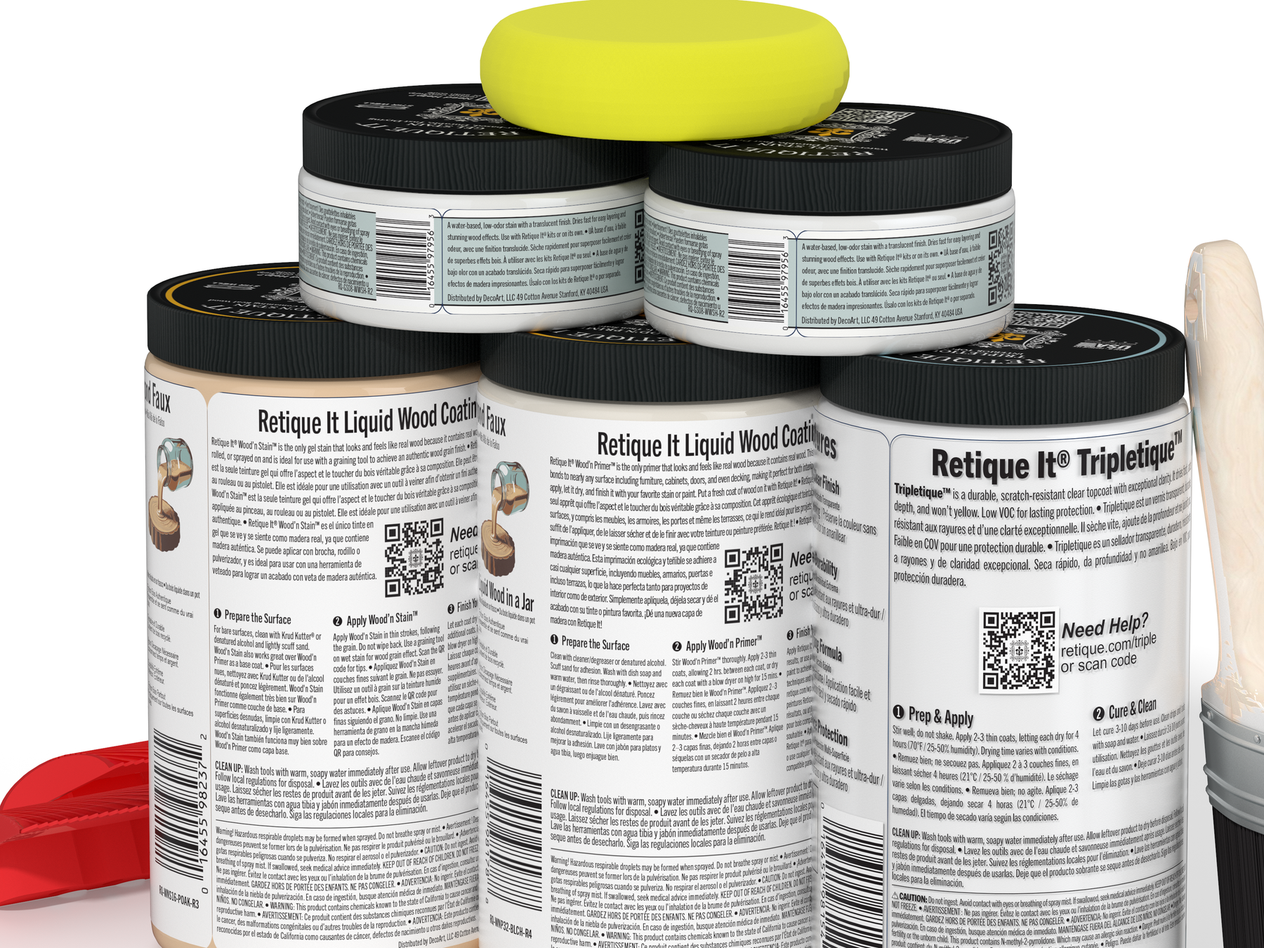 Retique It Wood'n Finish Kit with wood stain and finish products, displayed in the image for wood finishing projects.