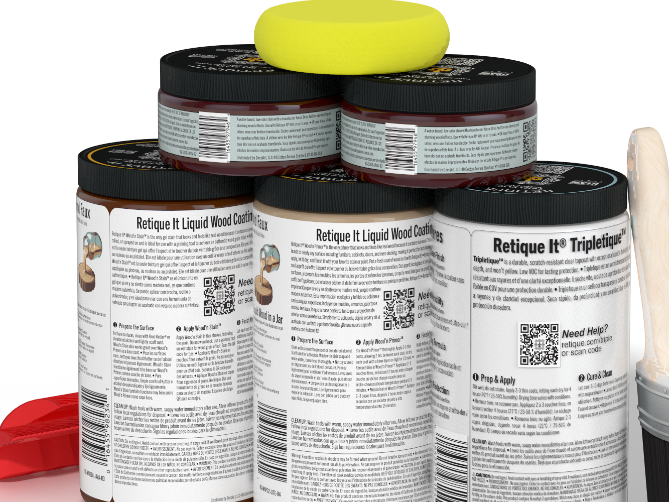 Large Java Wood'n Finish Kit by Retique It® for interior wood projects, includes wood stain and top coat for a durable finish.