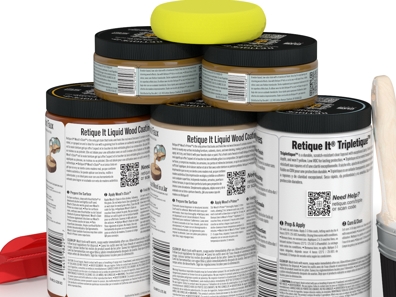 Large Cedar Wood'n Finish Kit by Retique It® for interior projects, includes multi-purpose wood top coat and finishing supplies.