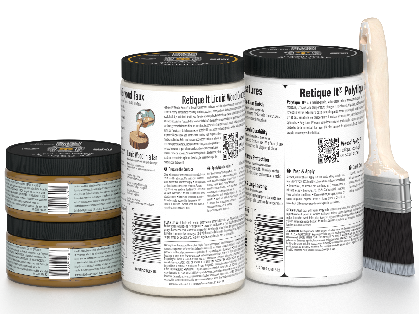 Large White Oak Multi-purpose Smooth Finish Kit by Retique It® with exterior top coat in matte finish, for wood furniture and surfaces.