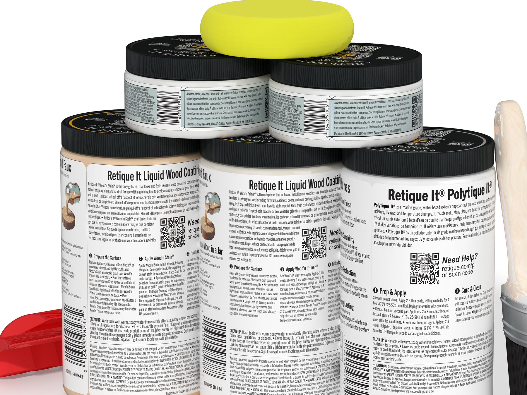 Retique It Wood'n Finish Kit with natural wood stain and finish products, shown in a clear image of the kit components.