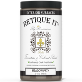 Jar of Retique It furniture paint with 'Meadow Path' color on a white background