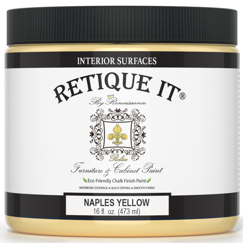 Retique It® Furniture & Cabinet Paint in Naples Yellow, quart size, vivid yellow paint for furniture and cabinetry.