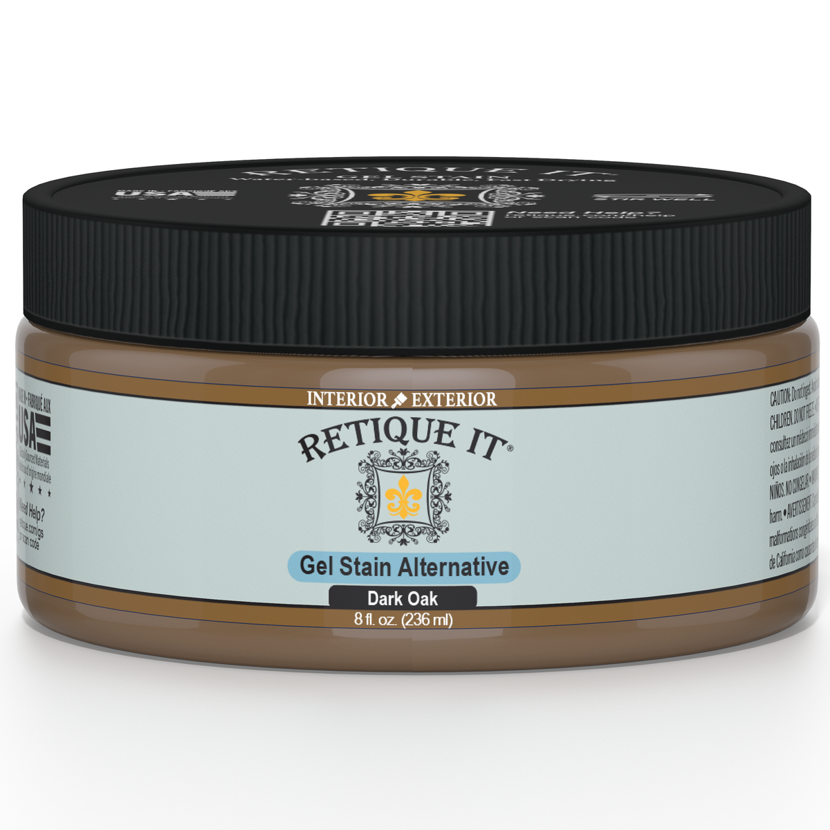 Retique It Gel Stain in Dark Oak showing the smooth application and rich wood finish on a surface.