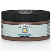 Retique It Gel Stain in Java, a wood stain product with a smooth gel texture and rich brown color for wood finishing.
