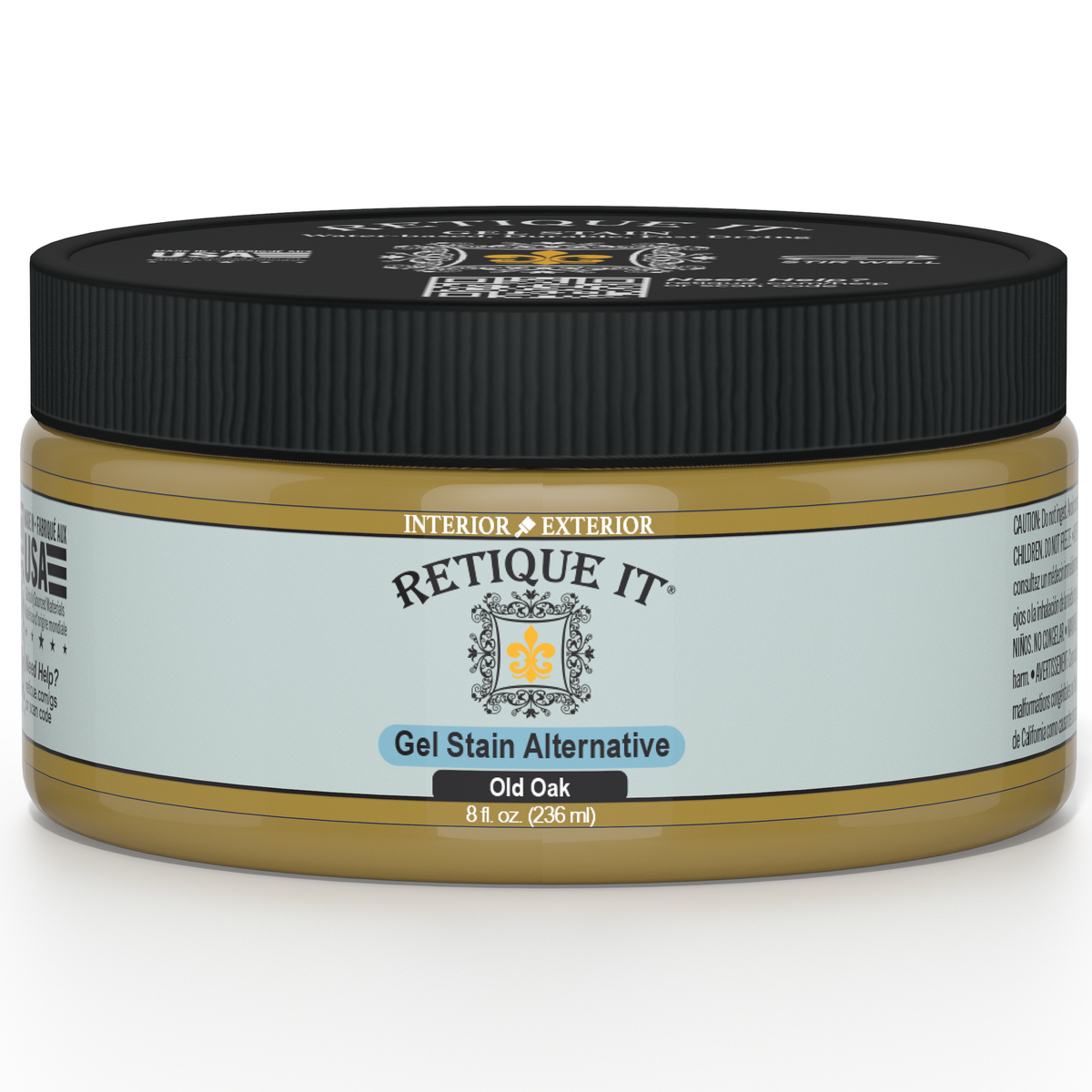 Retique It Gel Stain in Old Oak, showcasing a rich, natural wood finish on a stained wooden surface.