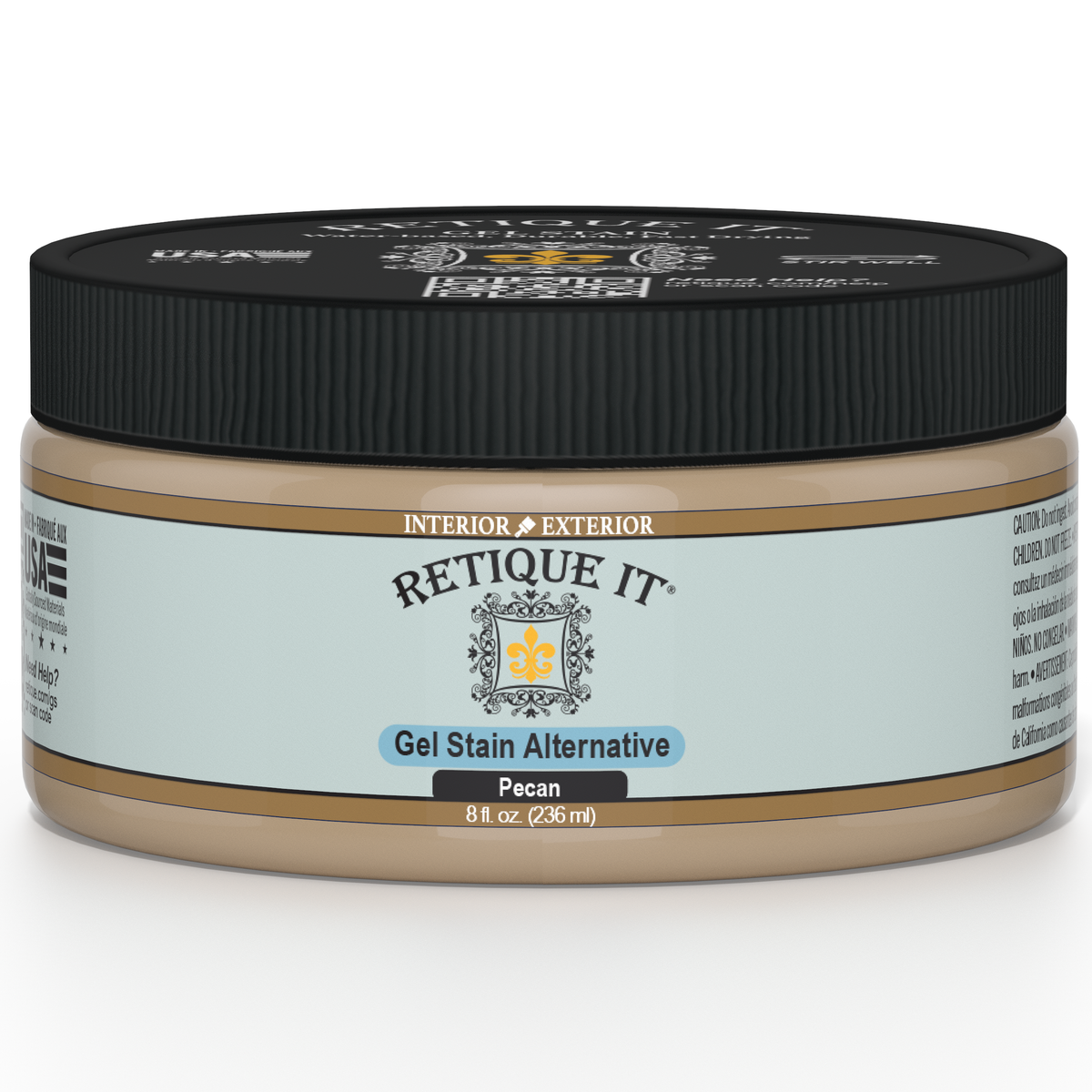 Retique It Gel Stain in Pecan, showcasing a smooth application on wood surface with rich, warm wood tone.
