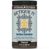 Retique It Gel Stain in Charcoal color, showcasing the smooth application and rich dark finish on wood surface.
