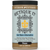 Retique It Gel Stain in Pecan color, showcasing a smooth, rich wood finish applied to a surface for a natural look.