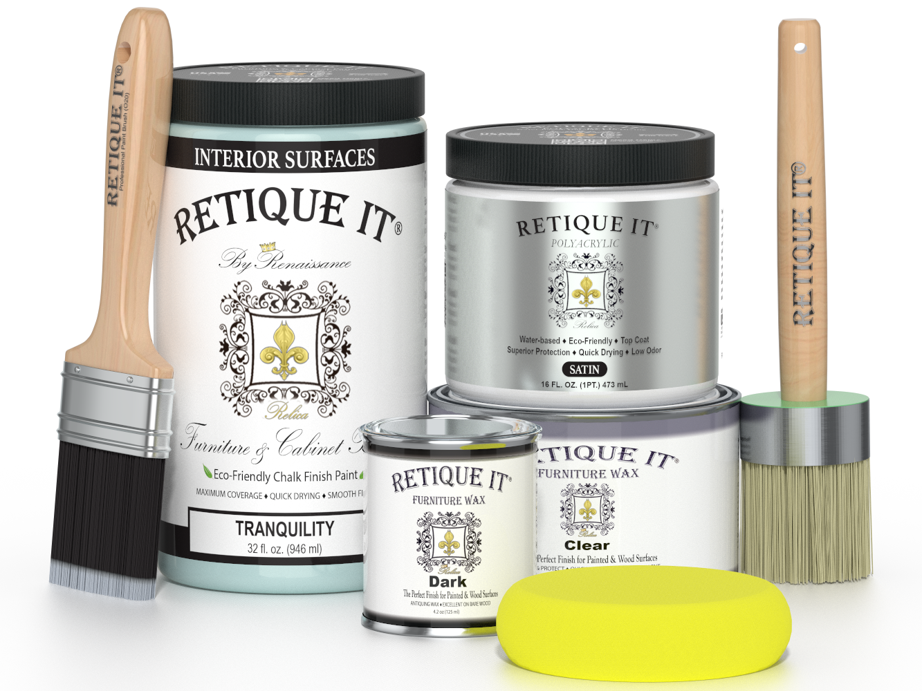 Retique It® furniture and cabinet paint in Quart, Tranquility color, showing a smooth painted furniture surface.