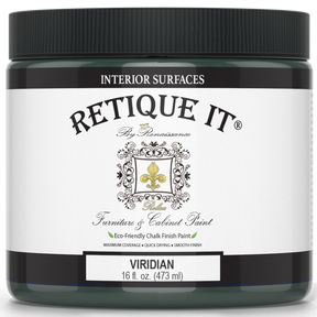 Retique It by Renaissance Furniture & Cabinet Paint in Viridian, 16 oz jar, eco-friendly chalk finish paint for interior surfaces.