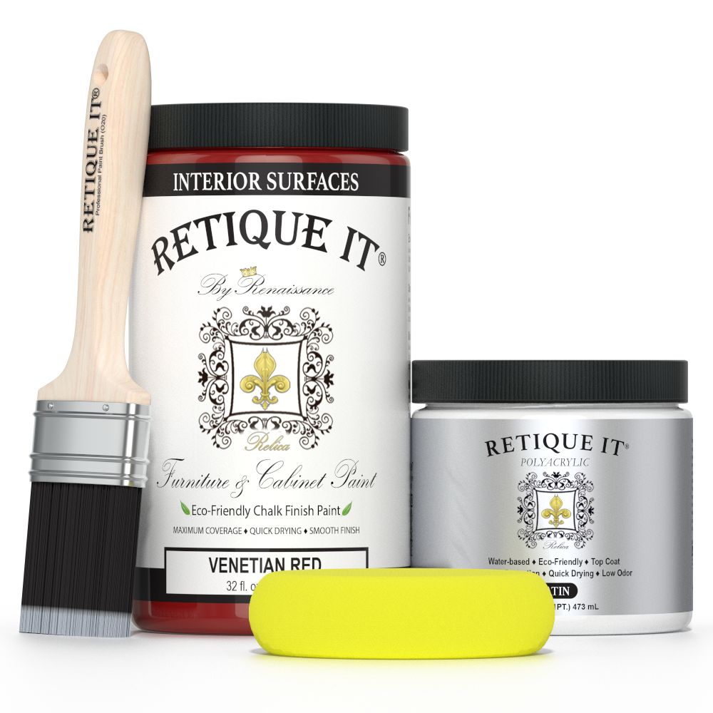 Retique It® furniture and cabinet paint in quart size, Venetian Red color, ready for painting furniture or cabinets.