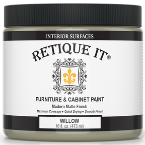 Retique It® Furniture & Cabinet Paint in Willow quart, showing the smooth, creamy paint consistency in a container.