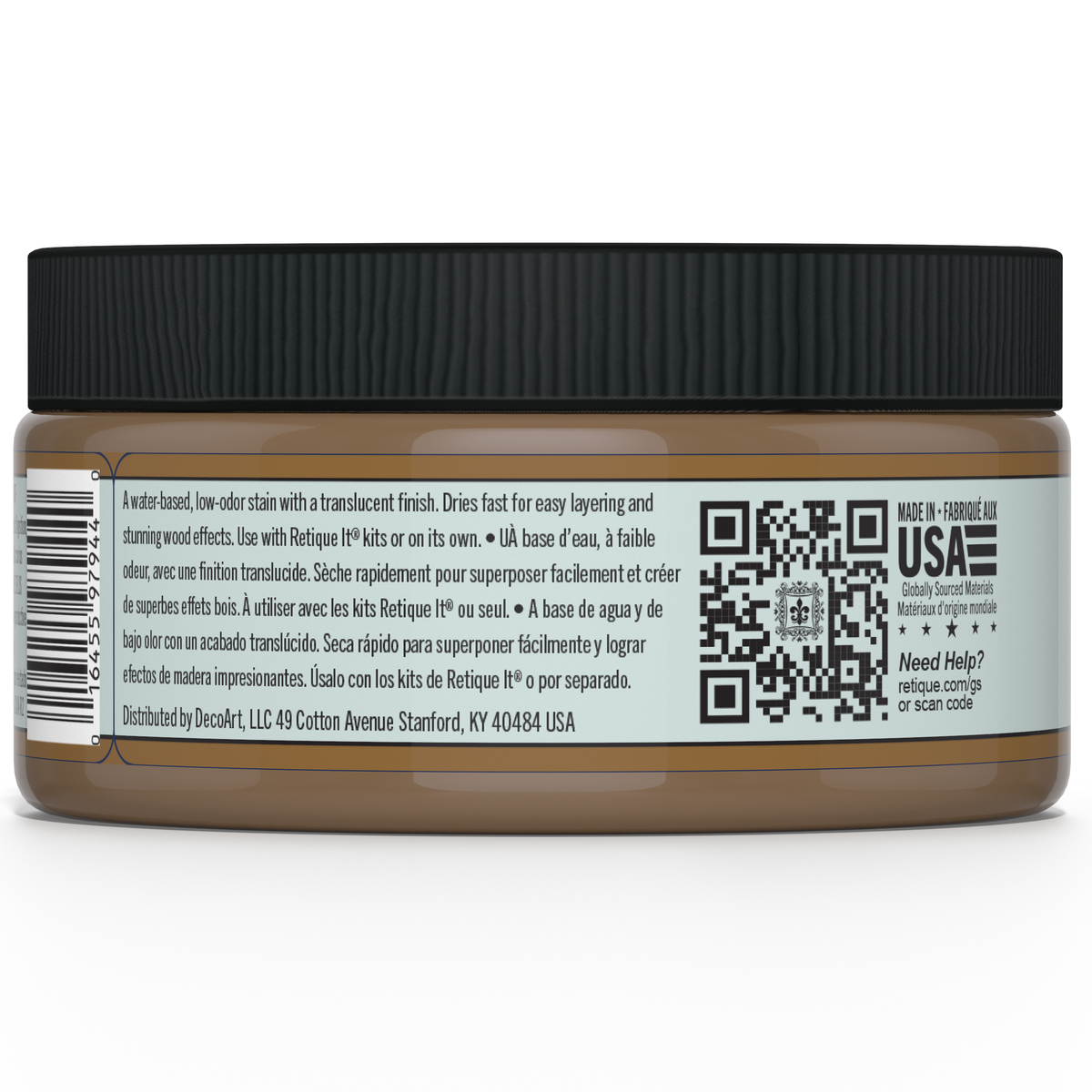 Retique It Gel Stain in Dark Oak applied on wood, showcasing rich, deep brown color with smooth finish and natural wood grain.