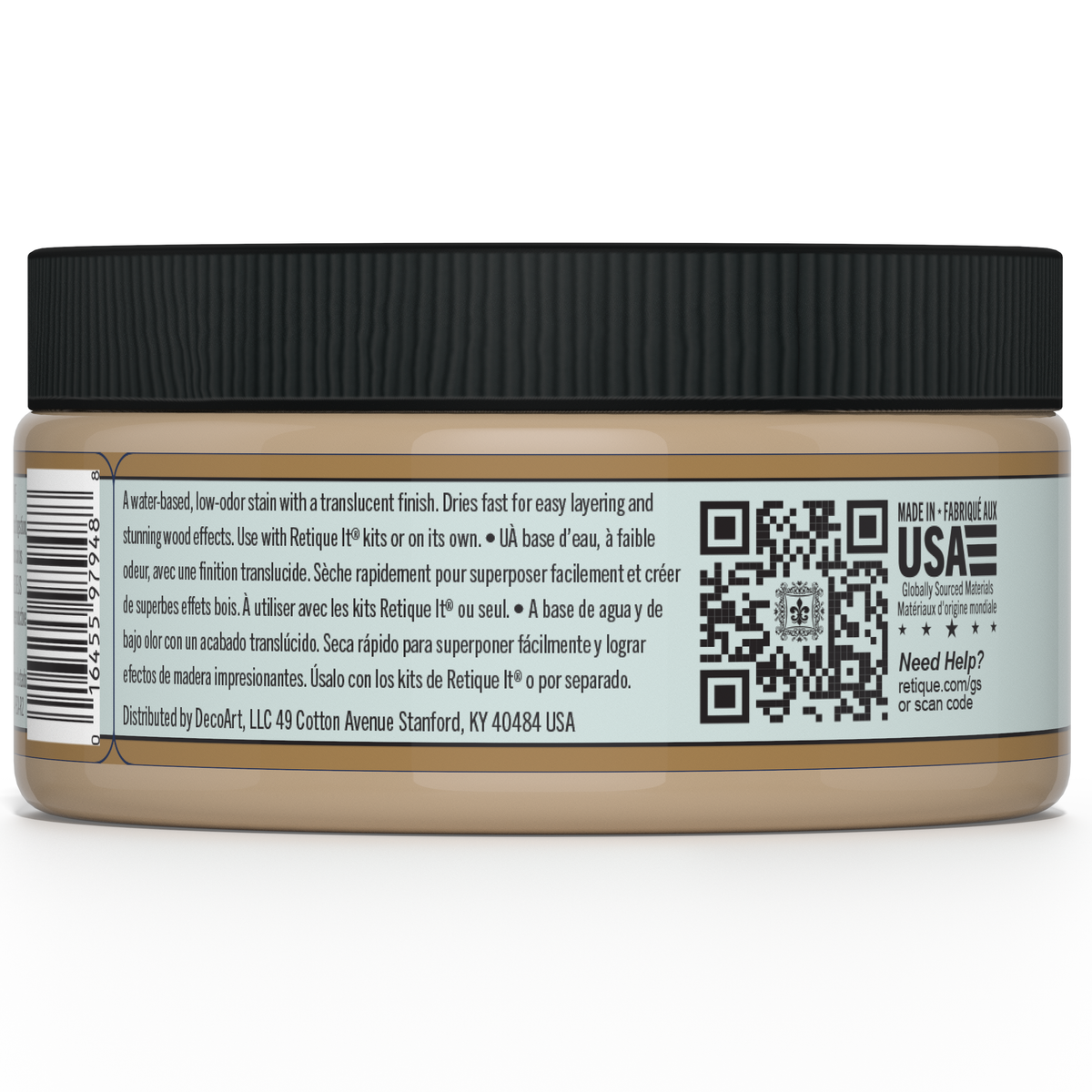 Retique It Gel Stain in Pecan color, showcasing smooth application on wood for a rich, natural finish.