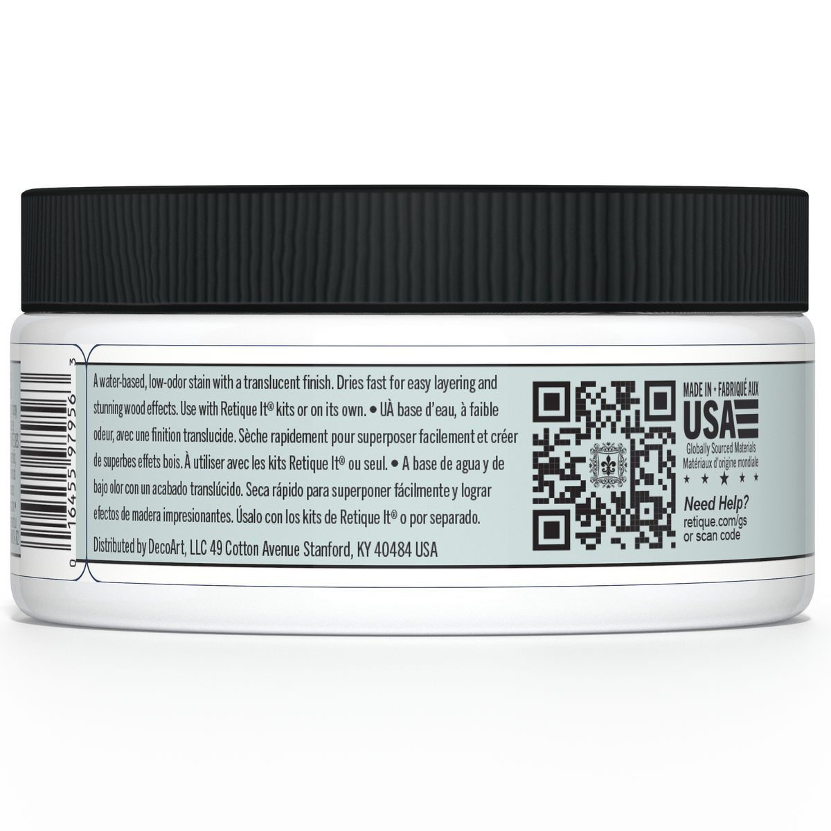 Retique It Gel Stain in White Wash showing a smooth application on wood surface with a natural, matte finish.